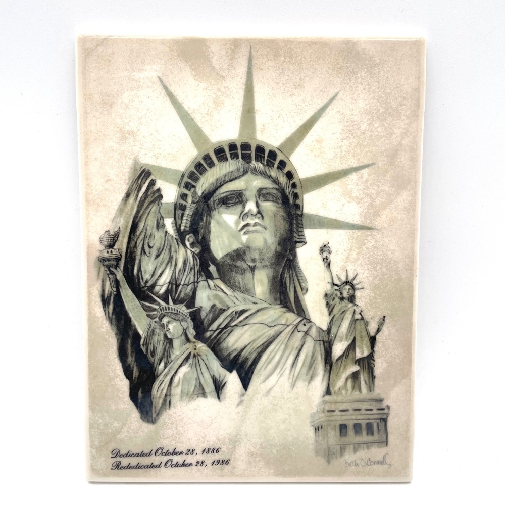 Color Tile Statue of Liberty Centennial Ceramic Art Tile Unisex OS Cream Good